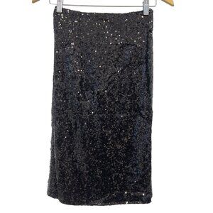 Reverof Skirt Size Small Embellished Sequin Lined Black Polyester Blend NEW
